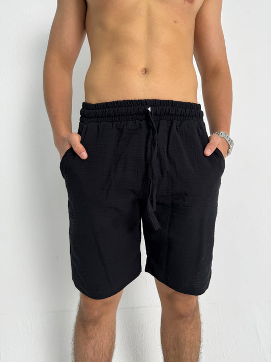 Black Linen Shorts