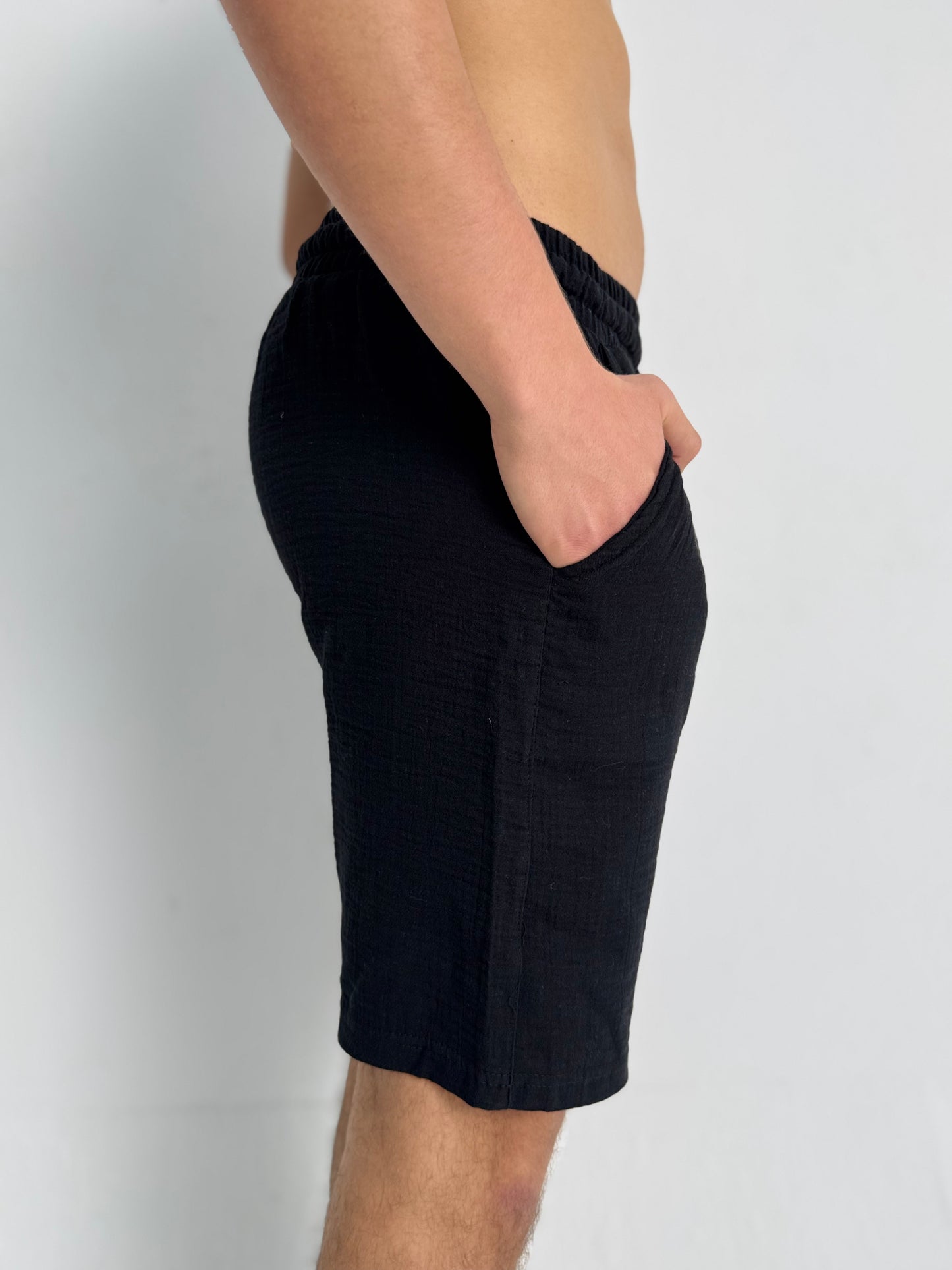 Black Linen Shorts